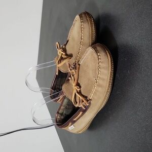 L.L. Bean Brown Handsewn Comfort Moc Toe Flannel Slippers for Men US 7